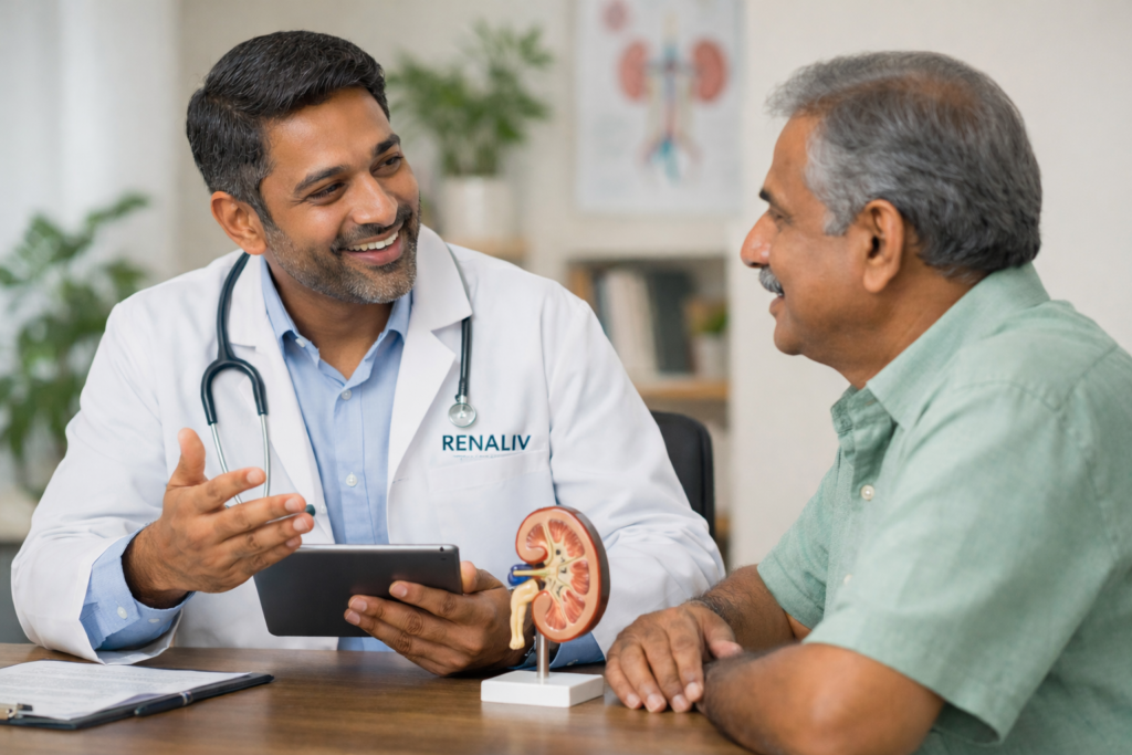 Renaliv Doctor having a conversation with a patient